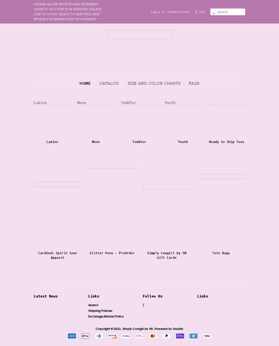 simplycowgirlbysn.com shopify website screenshot