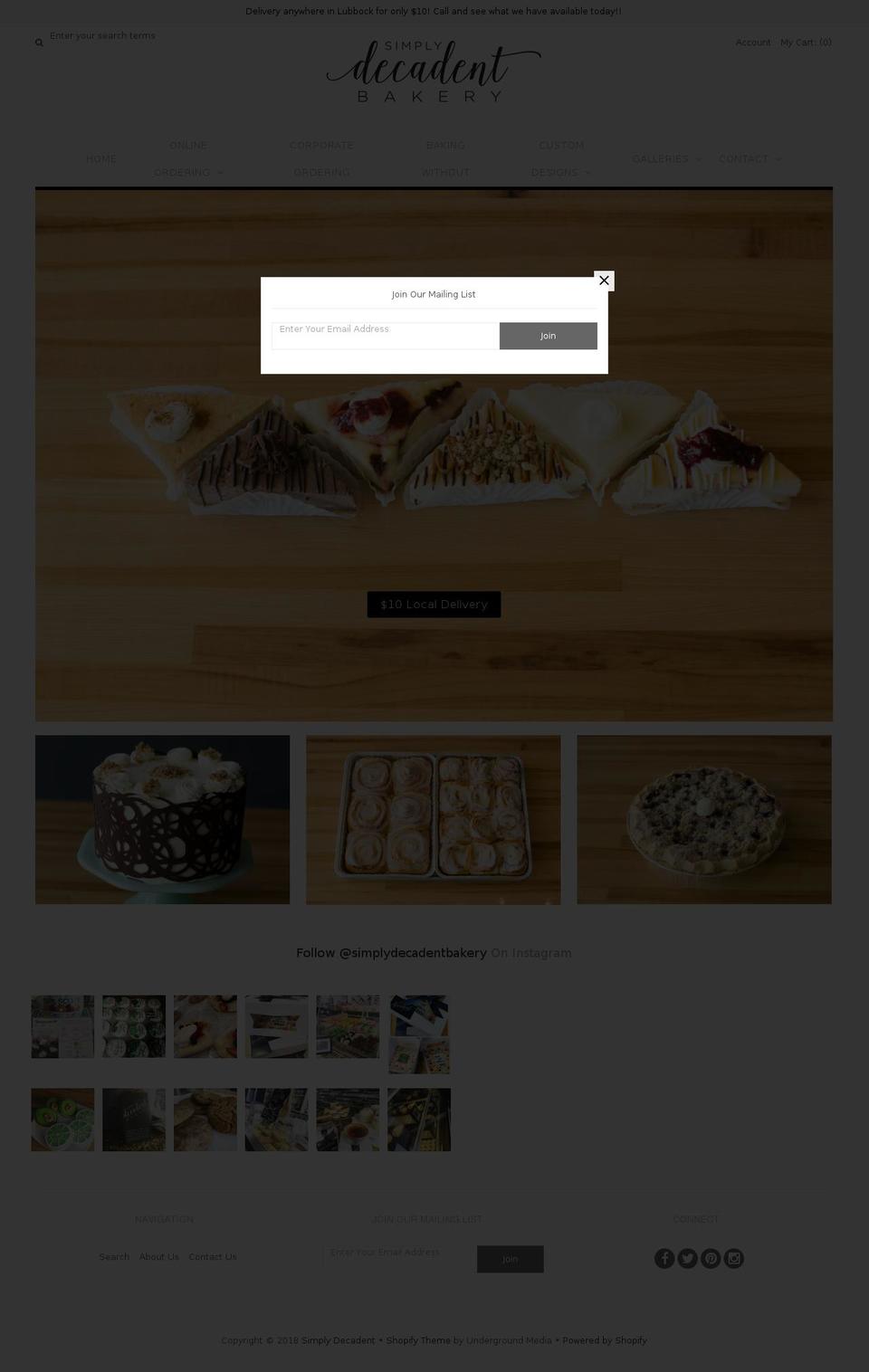 simplydecadentlbk.com shopify website screenshot