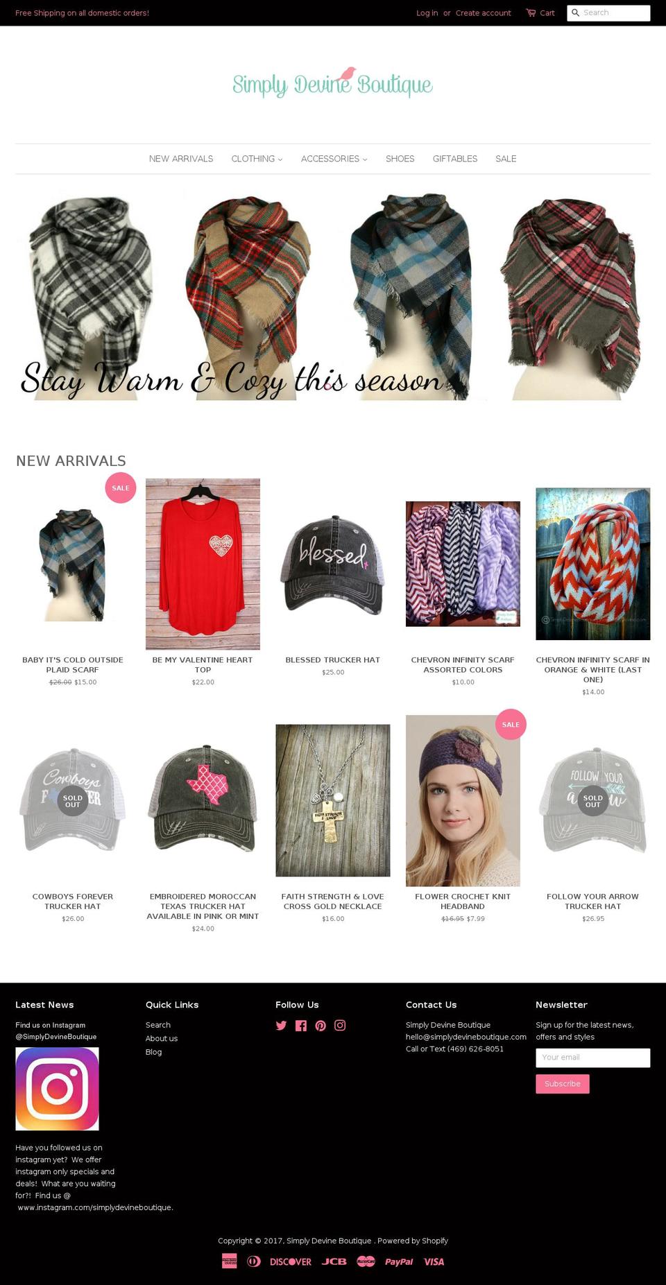 simplydevineboutique.net shopify website screenshot