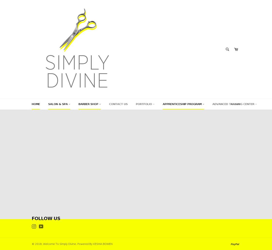 simplydivinehairsalon.com — Shopify storefront screenshot
