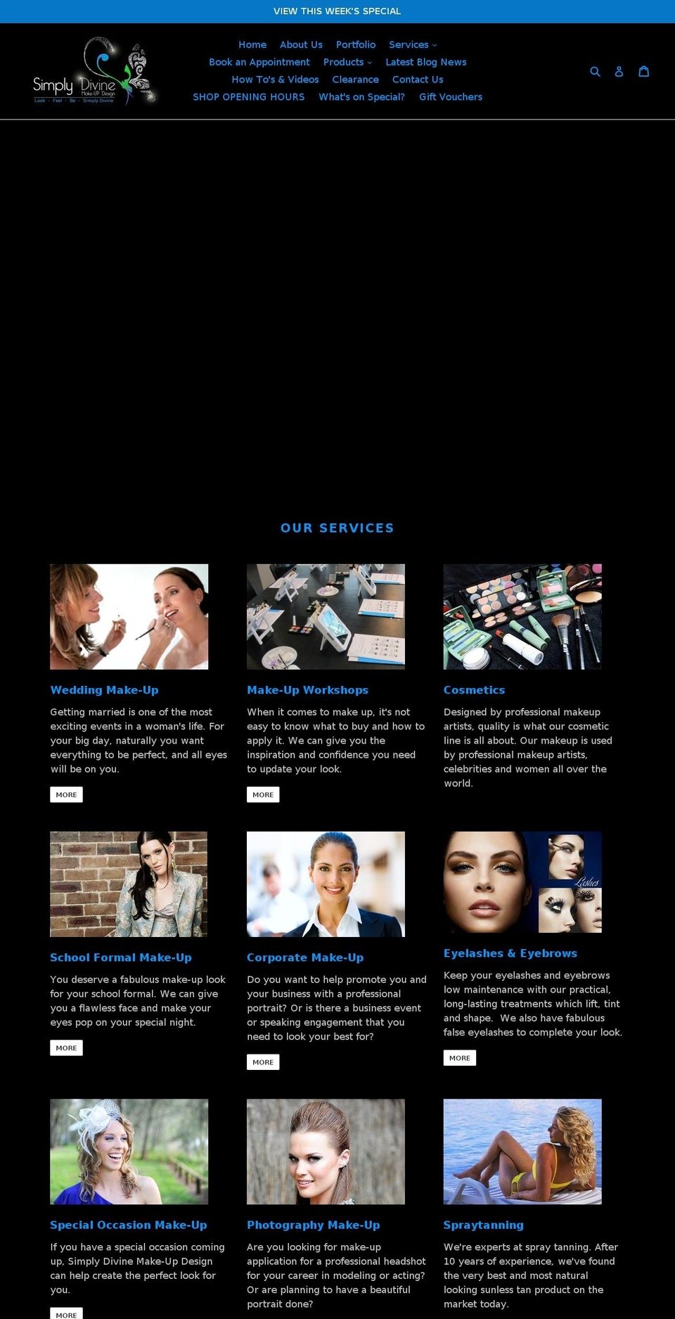 simplydivinemakeup.com — Shopify storefront screenshot