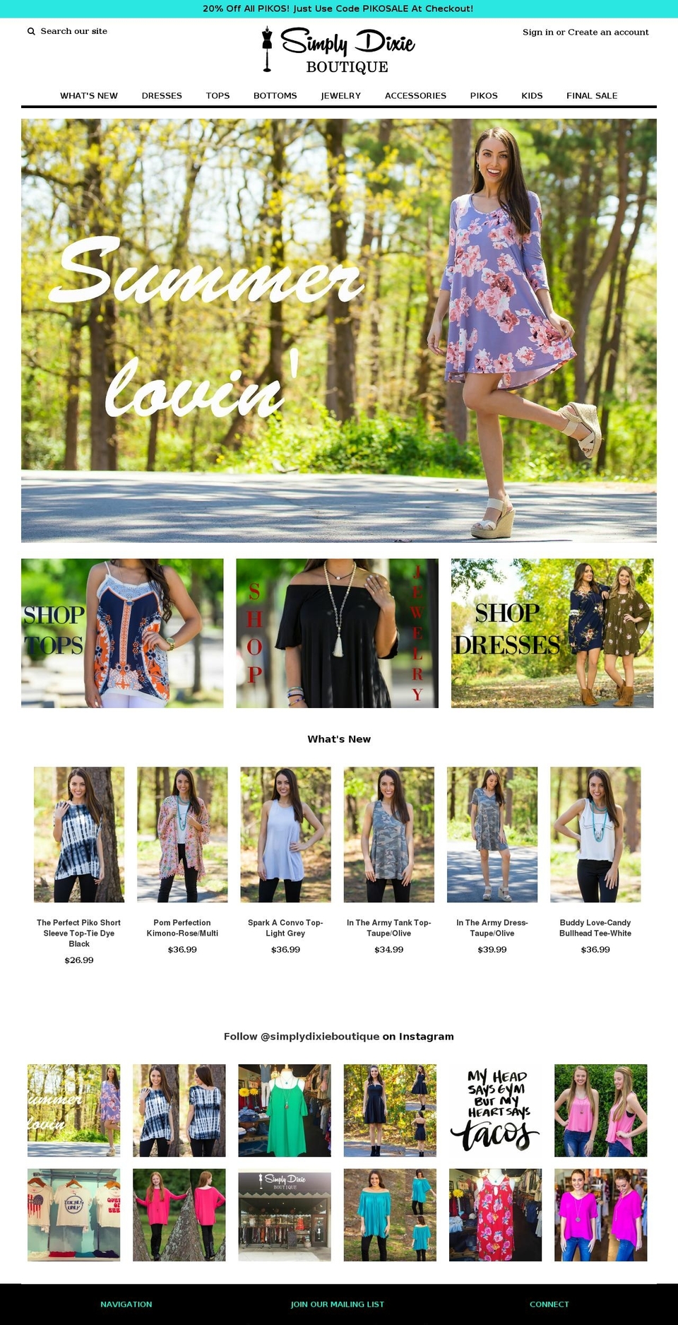 simplydixieboutique.com shopify website screenshot