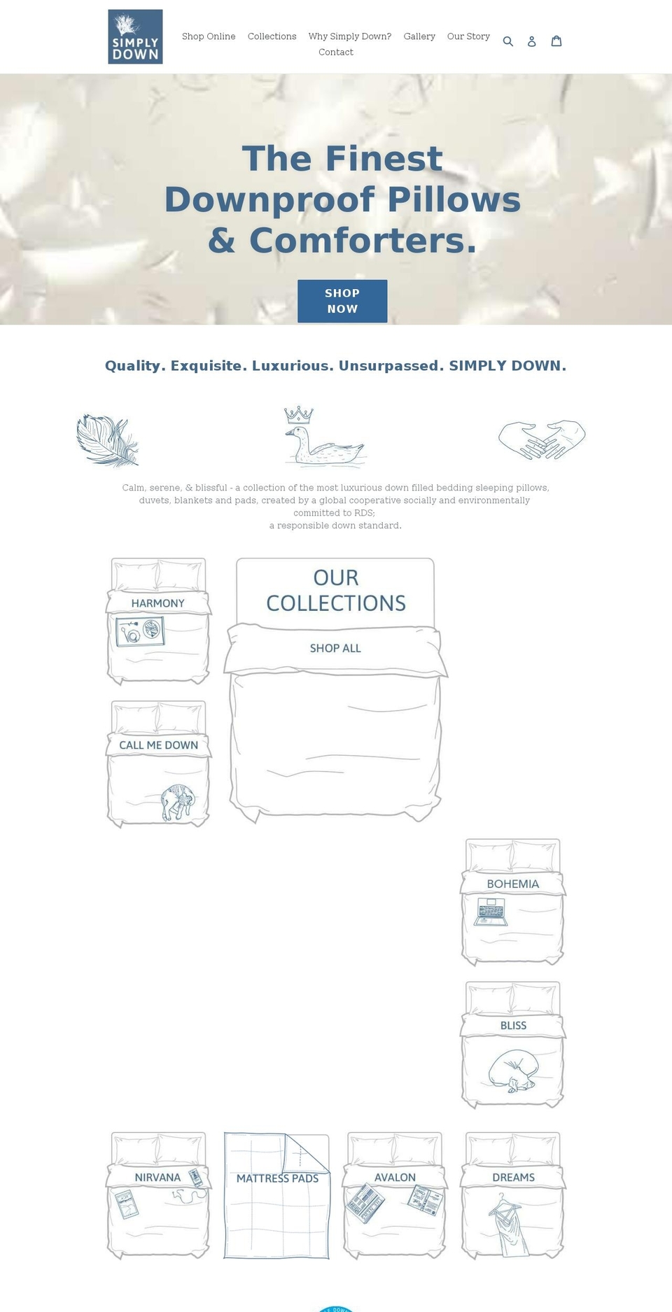 simplydownproducts.com shopify website screenshot