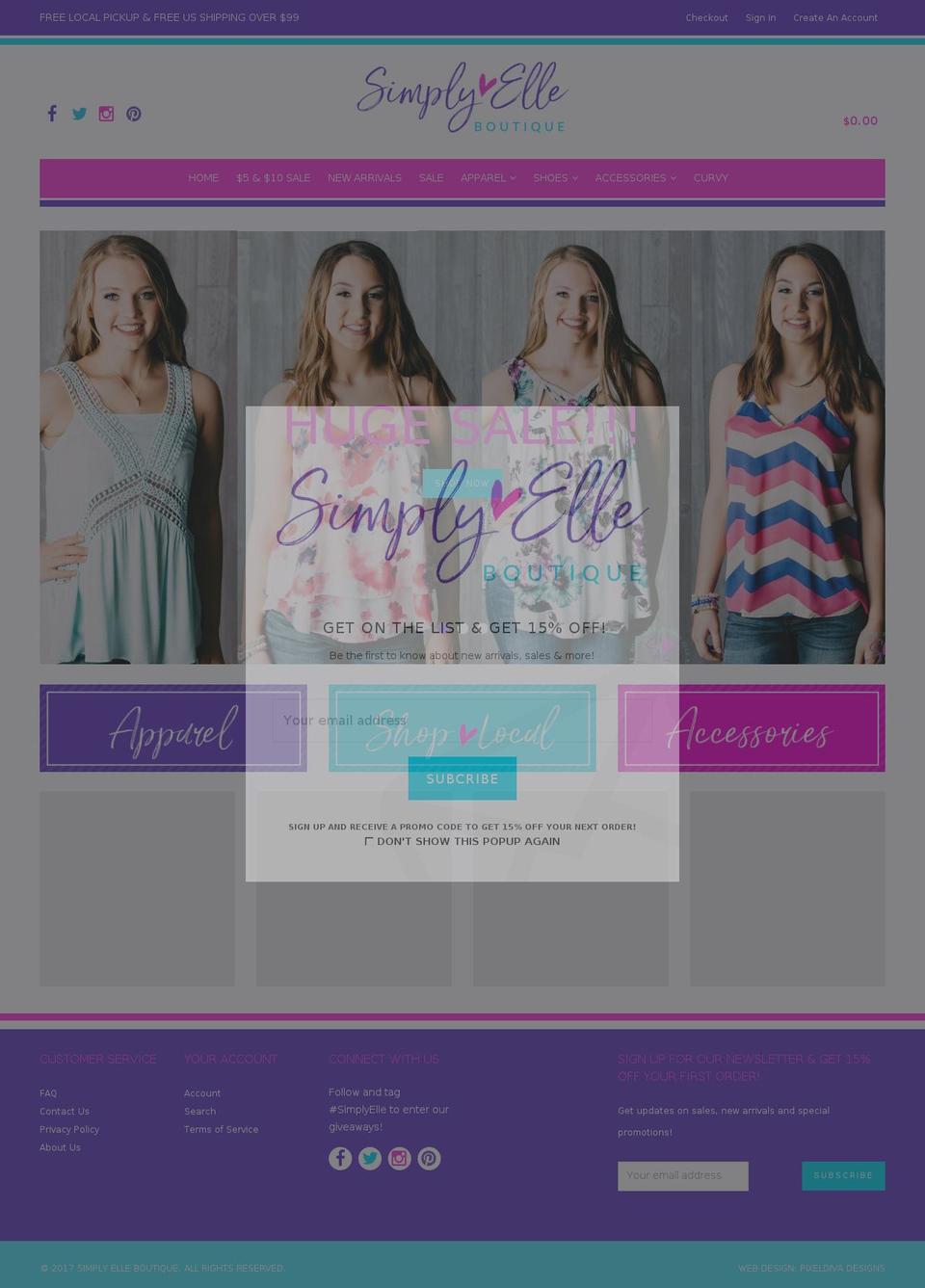simplyelleboutique.com — Shopify storefront screenshot