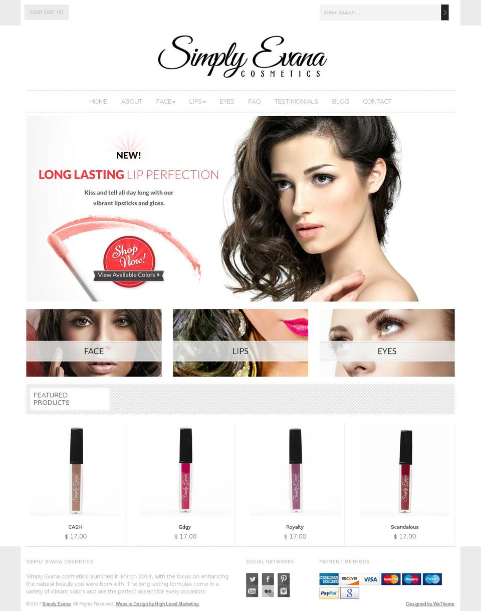 simplyevana.com shopify website screenshot