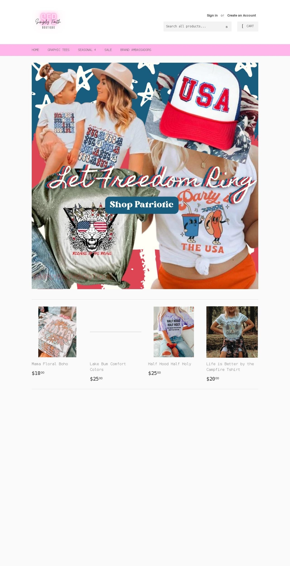 simplyfaithboutique.com shopify website screenshot
