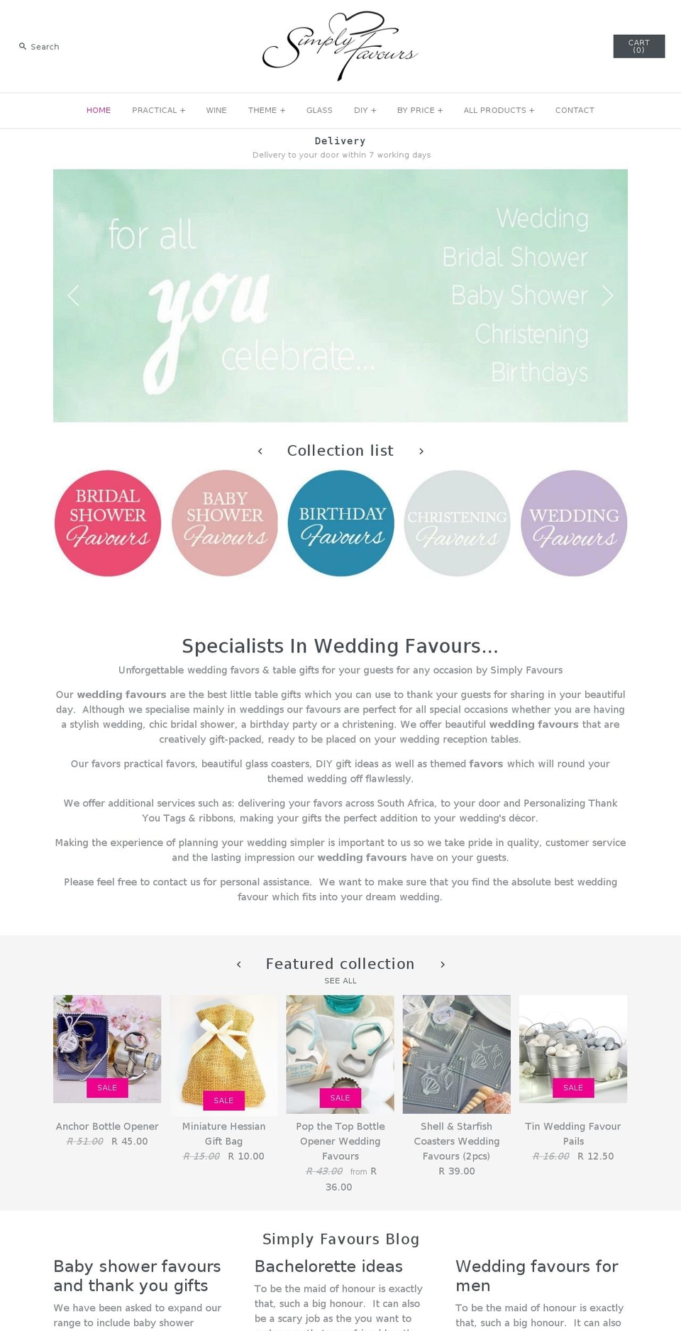 simplyfavours.co.za shopify website screenshot
