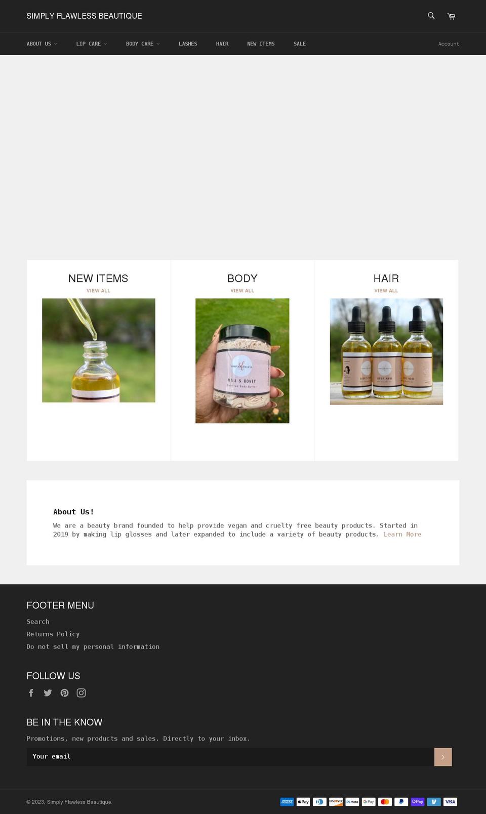 simplyflawlessbtq.com shopify website screenshot