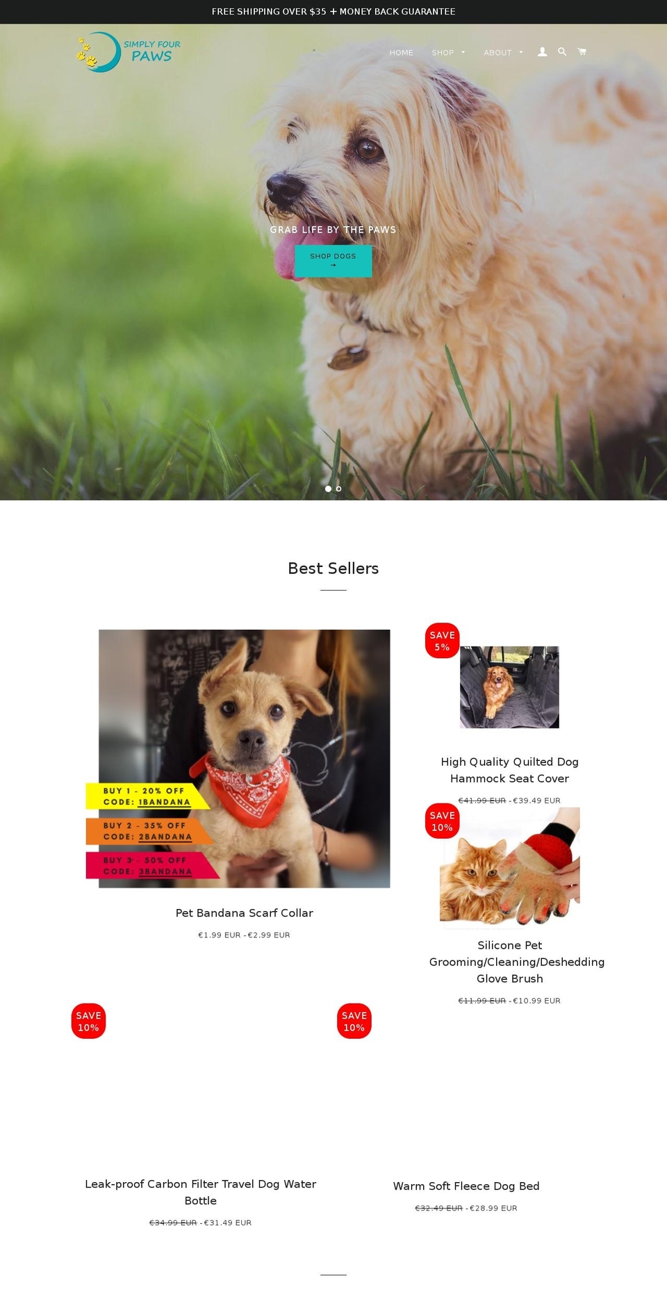 simplyfourpaws.com — Shopify storefront screenshot