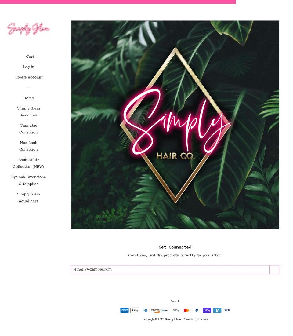 simplyglamshop.com shopify website screenshot
