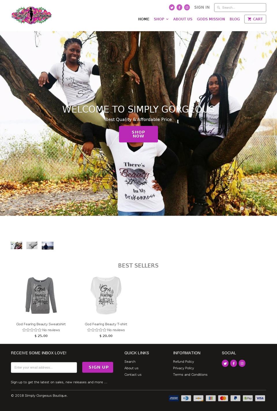 simplygorgeousapparel.com shopify website screenshot