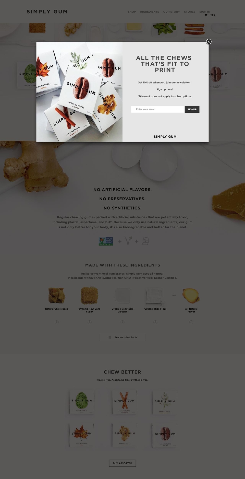 simplygum.com shopify website screenshot