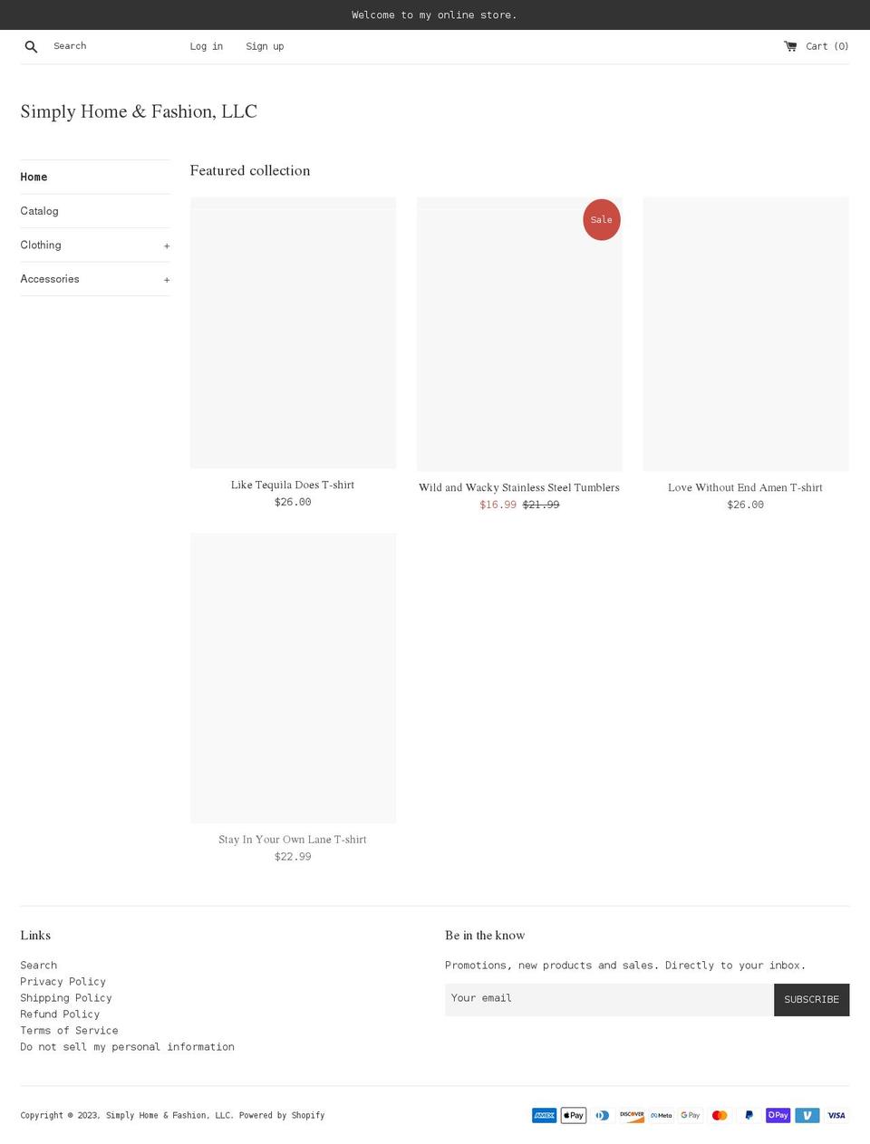 simplyhomeandfashion.com shopify website screenshot