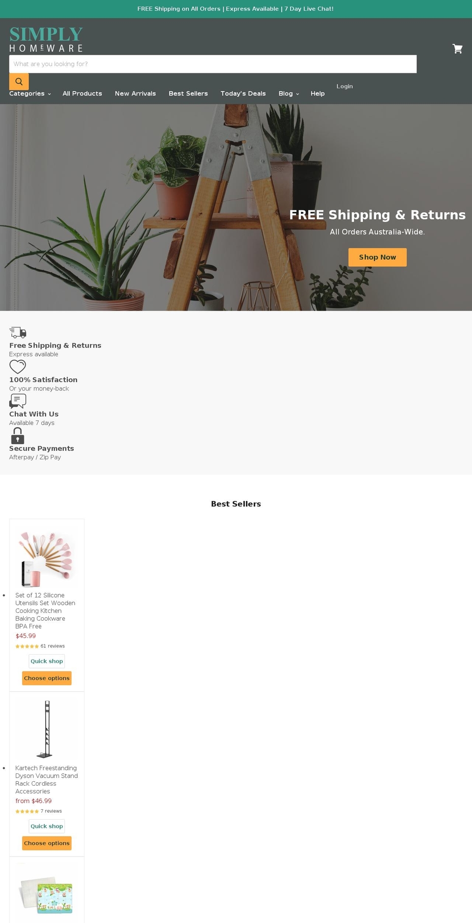 simplyhomeware.com.au shopify website screenshot