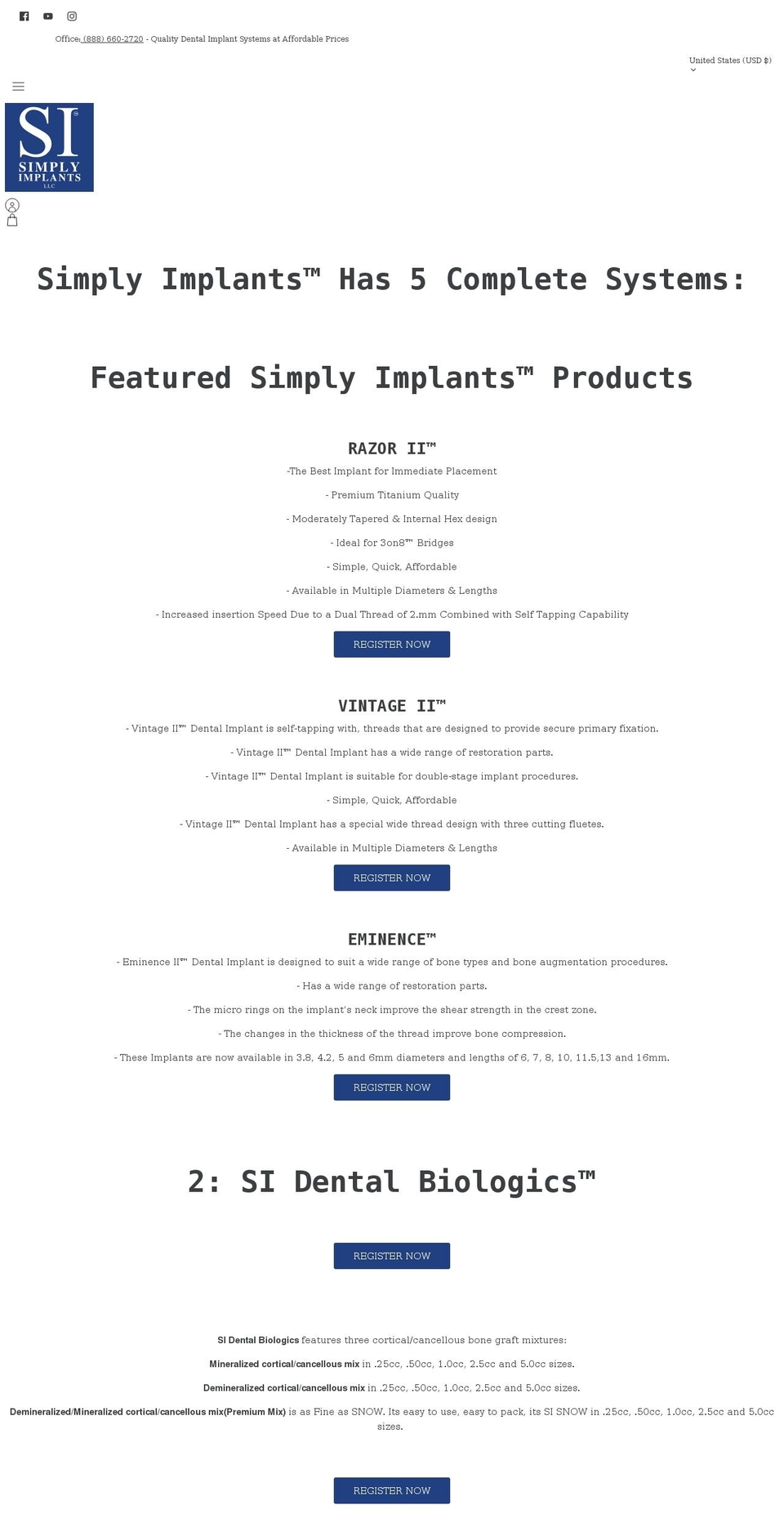 simplyimplants.com shopify website screenshot