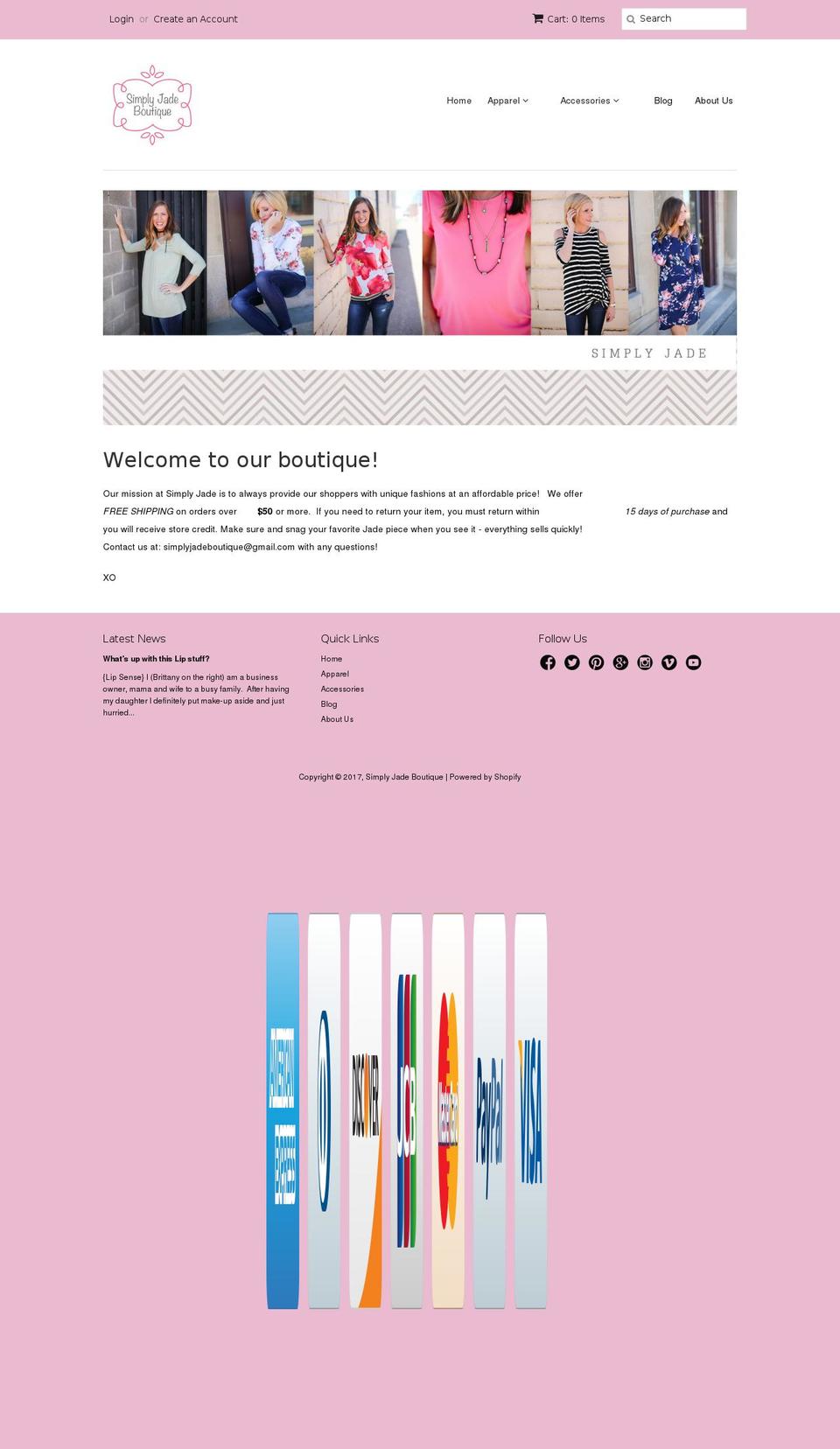 simplyjadeboutique.com shopify website screenshot