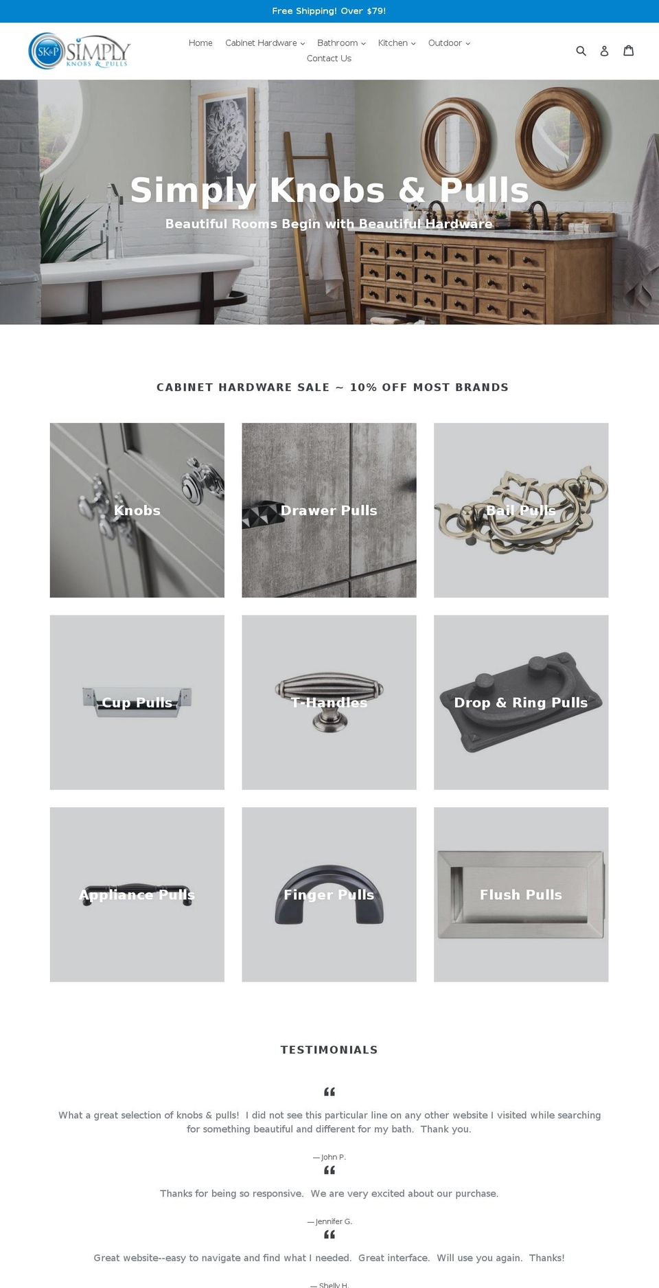 simplyknobsandpulls.com shopify website screenshot