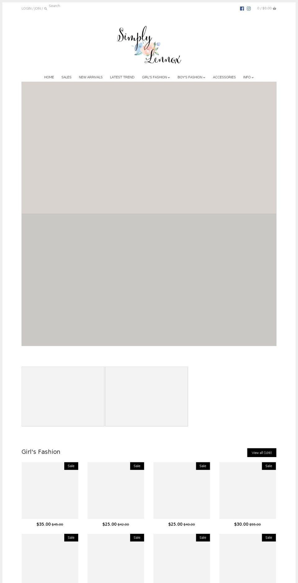 simplylennox.com — Shopify storefront screenshot