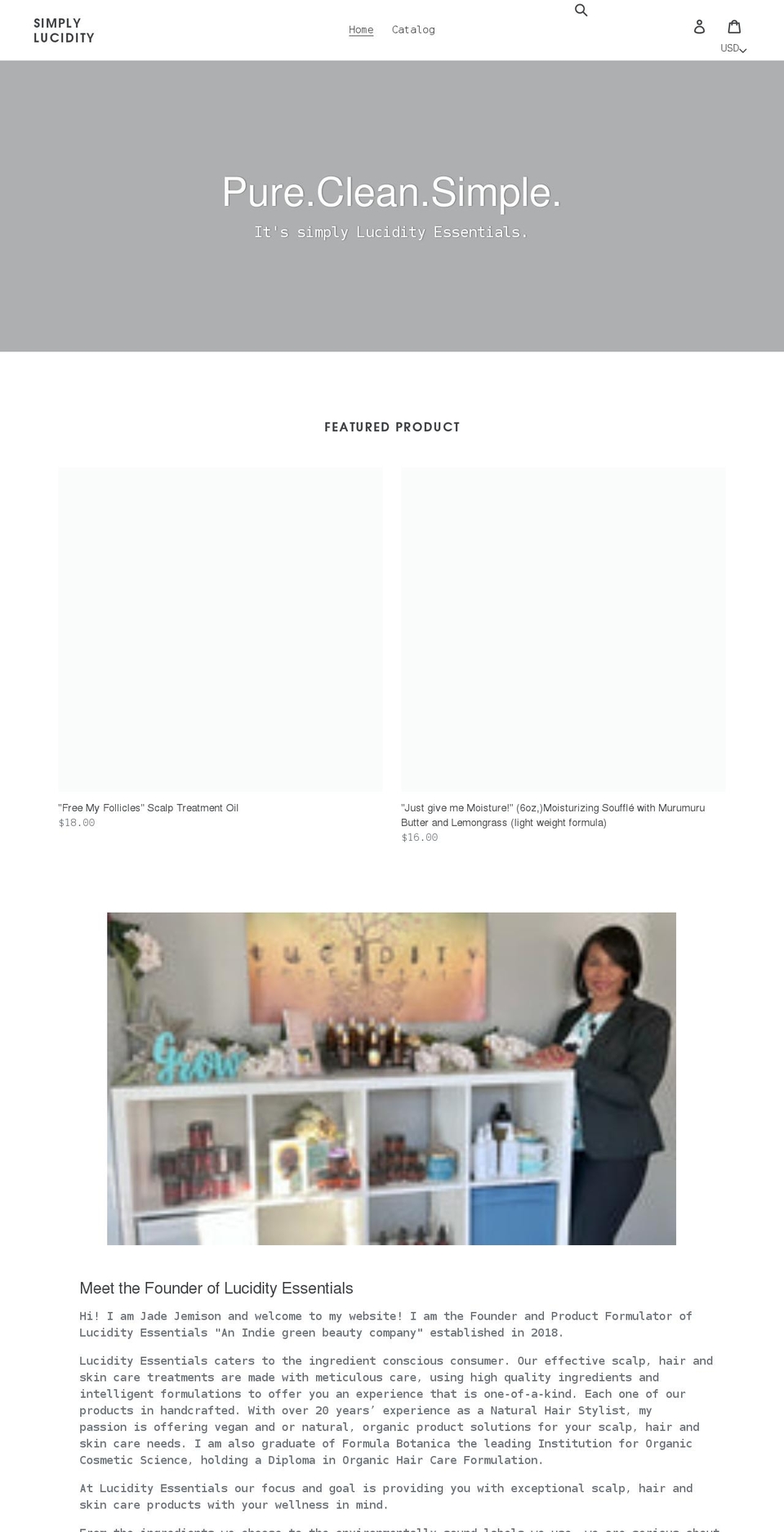 simplylucidity.com shopify website screenshot