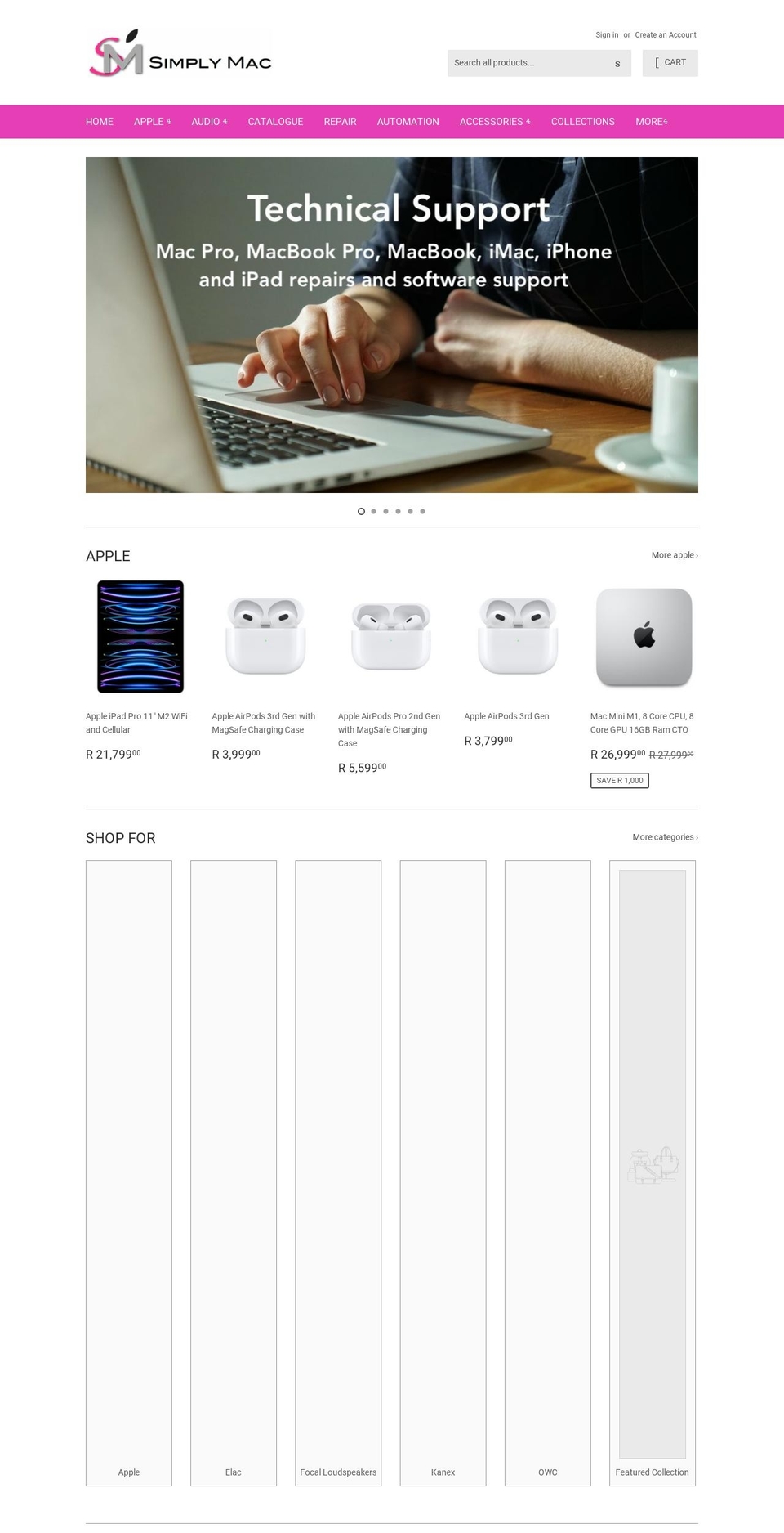 simplymac.co.za shopify website screenshot