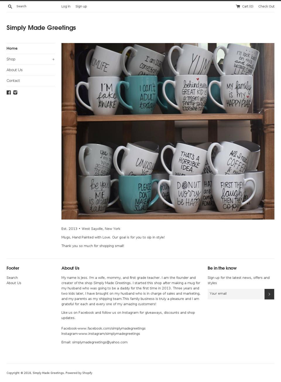 simplymadegreetings.com shopify website screenshot