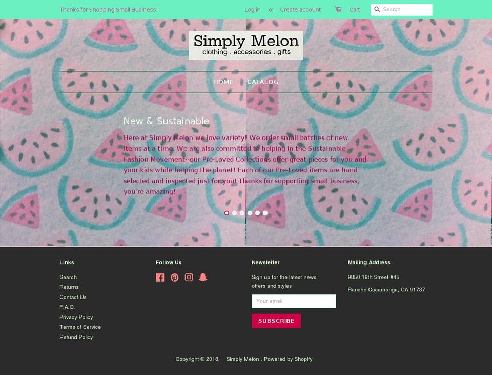 simplymelon.com — Shopify storefront screenshot