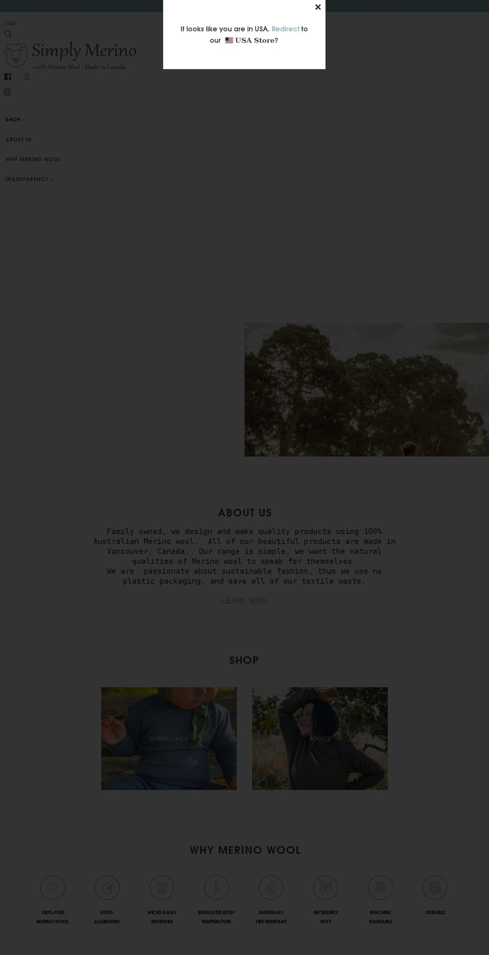simplymerino.ca shopify website screenshot