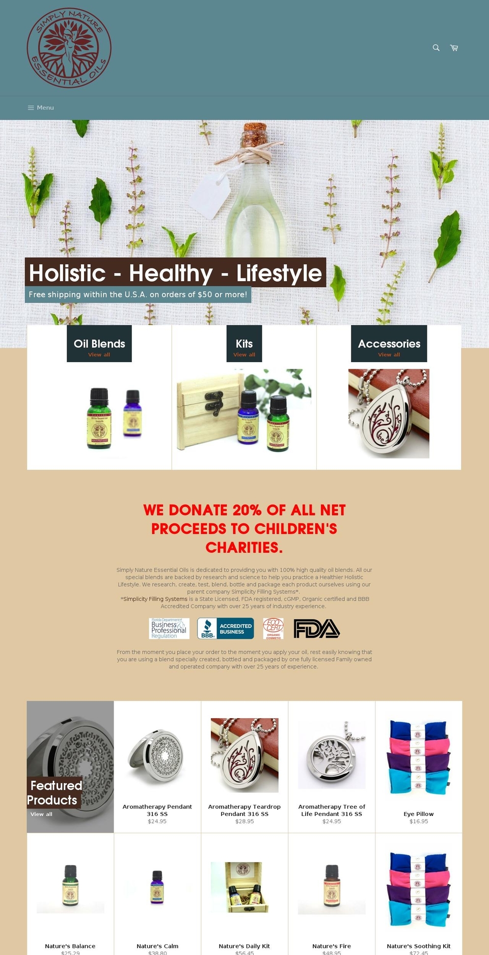 simplynatureessentialoils.com shopify website screenshot