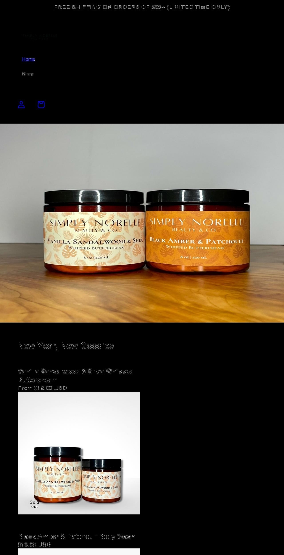 simplynorellebeauty.com shopify website screenshot