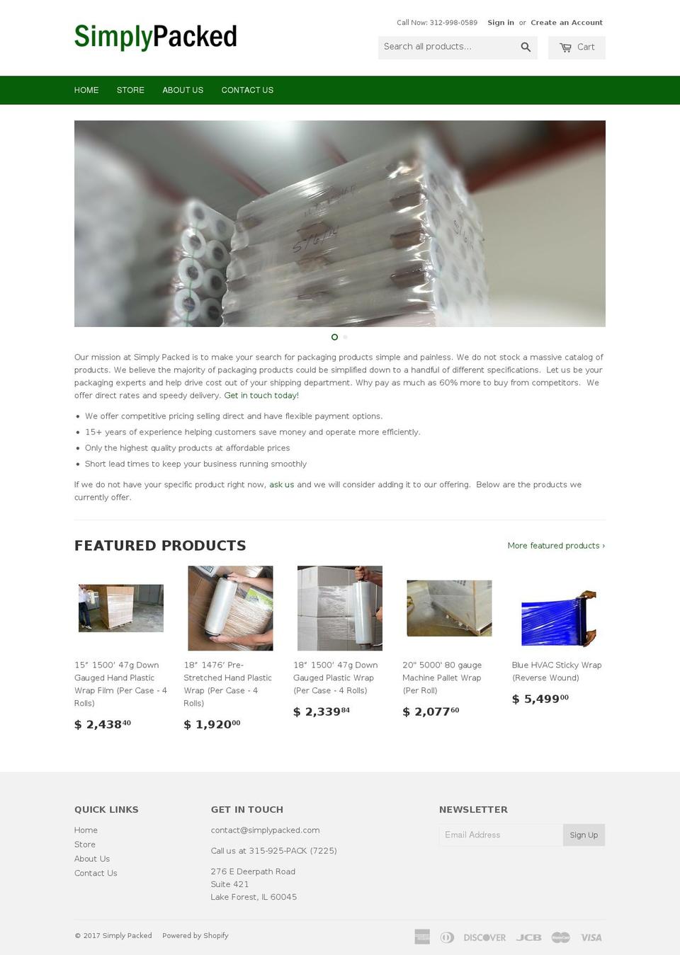 simplypacked.com shopify website screenshot