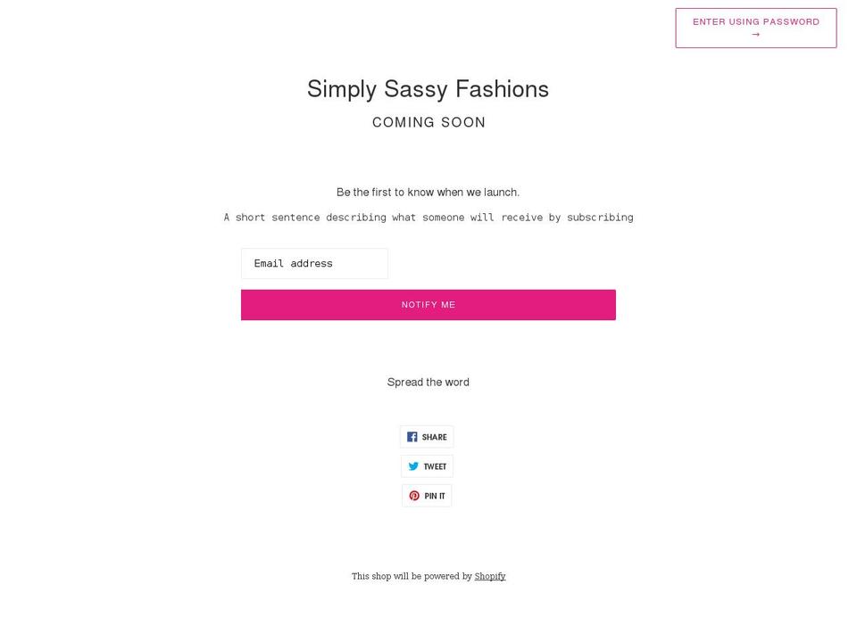 simplysassyfashions.com shopify website screenshot