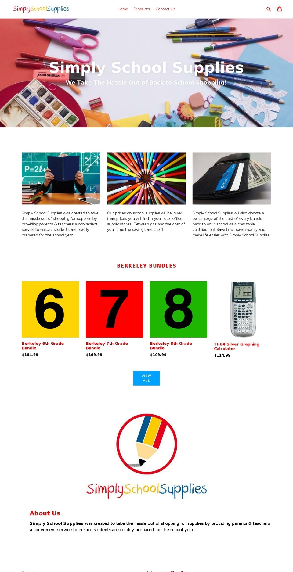 simplyschoolsupplies.com — Shopify storefront screenshot