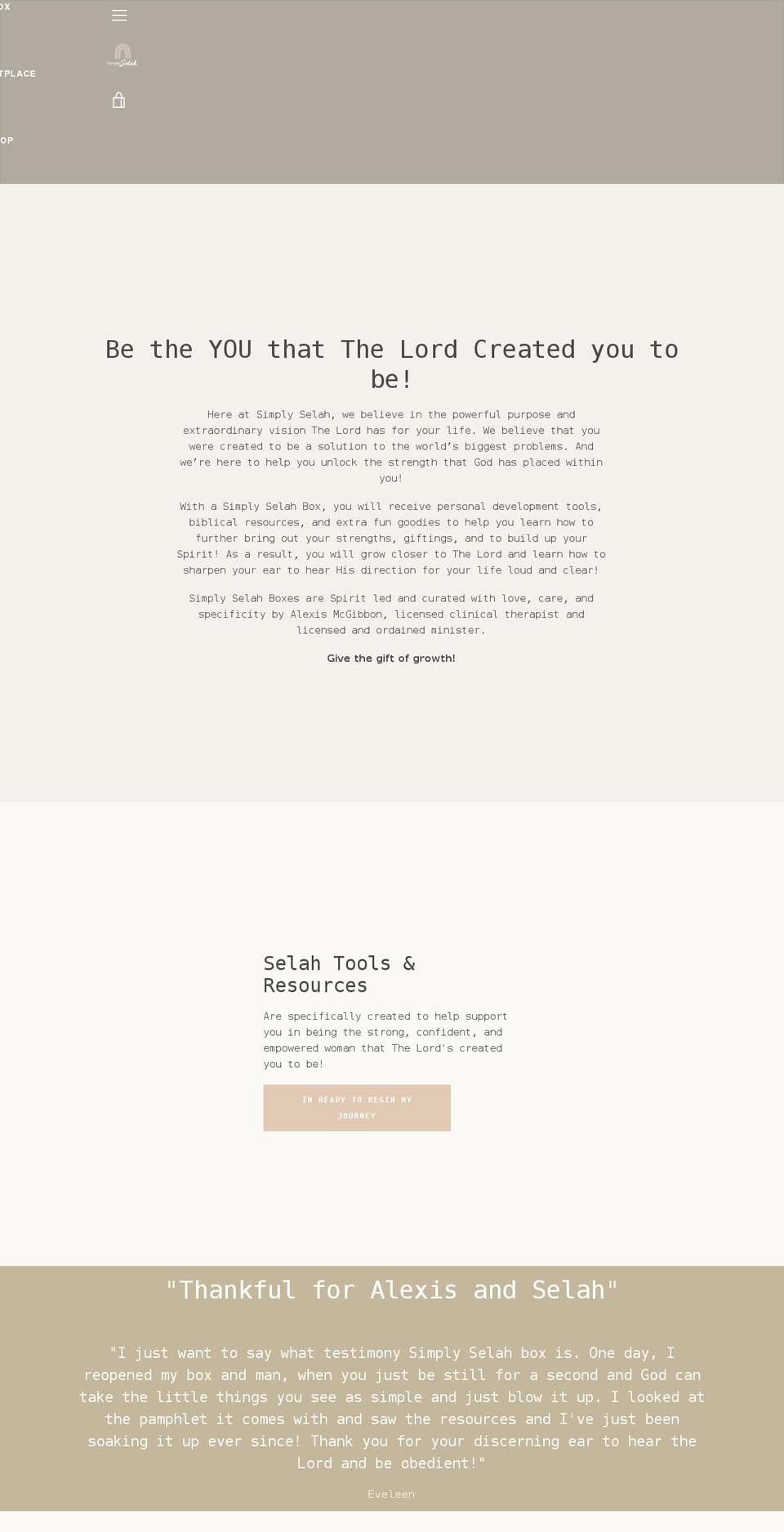 simplyselahbox.com shopify website screenshot