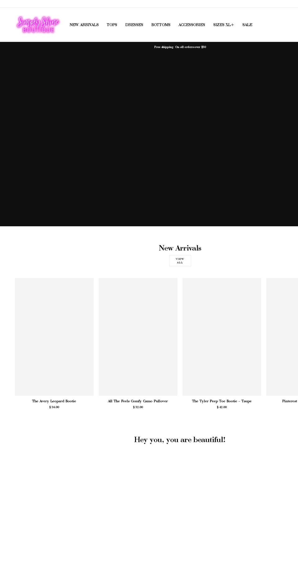 simplyshineboutique.com shopify website screenshot