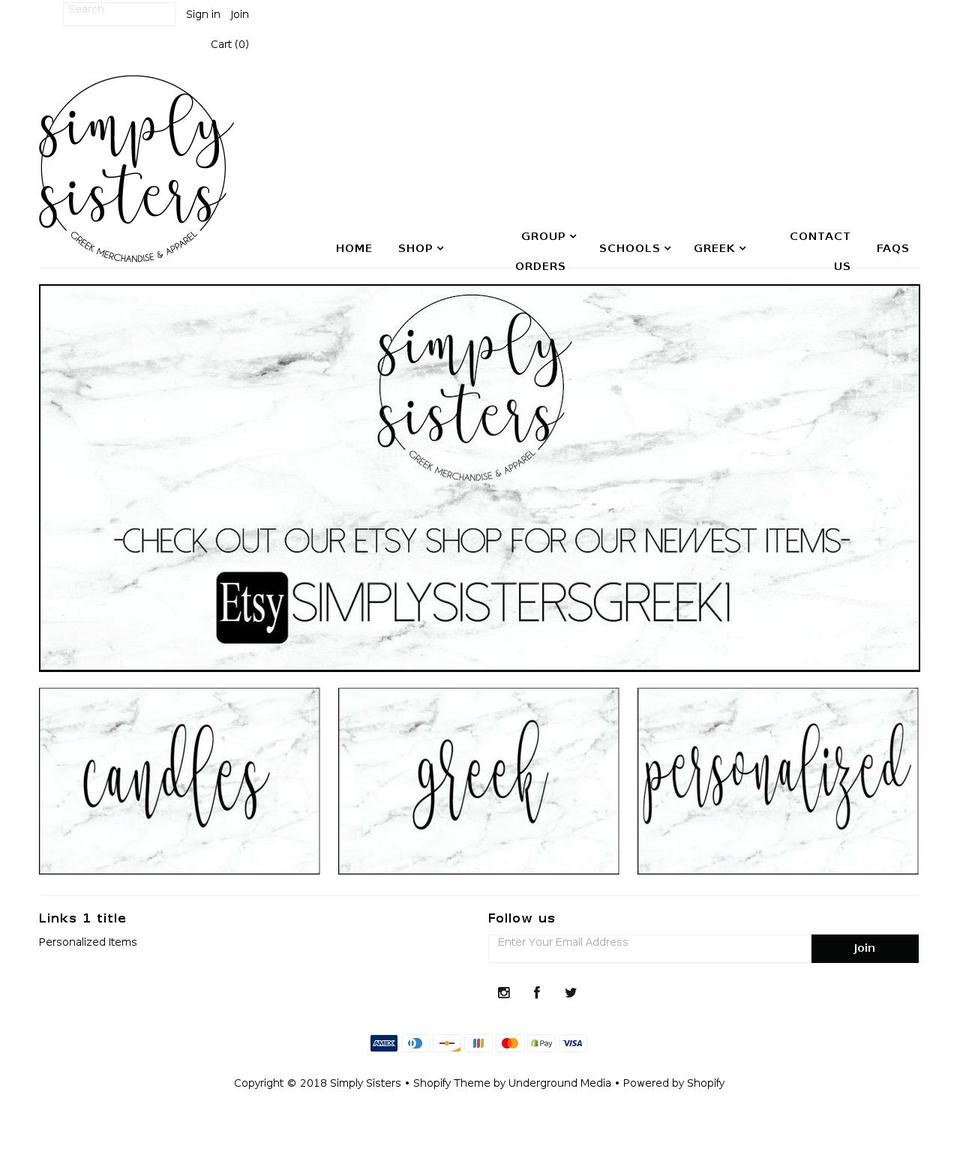 simplysistersgreek.com — Shopify storefront screenshot