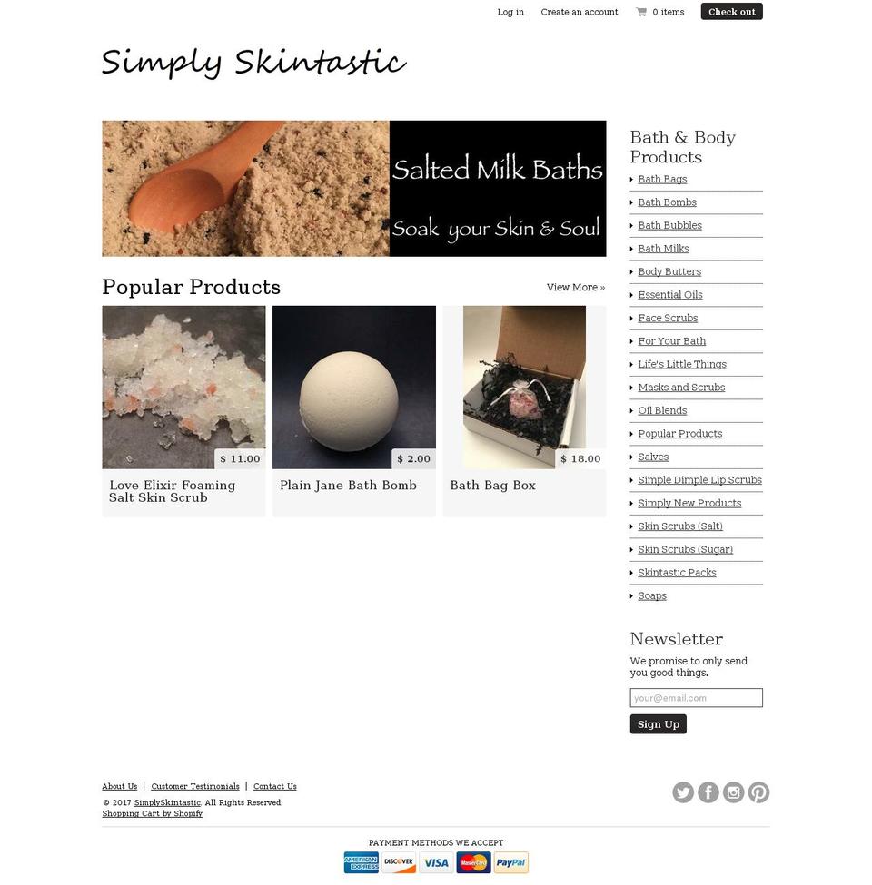 simplyskintastic.com shopify website screenshot