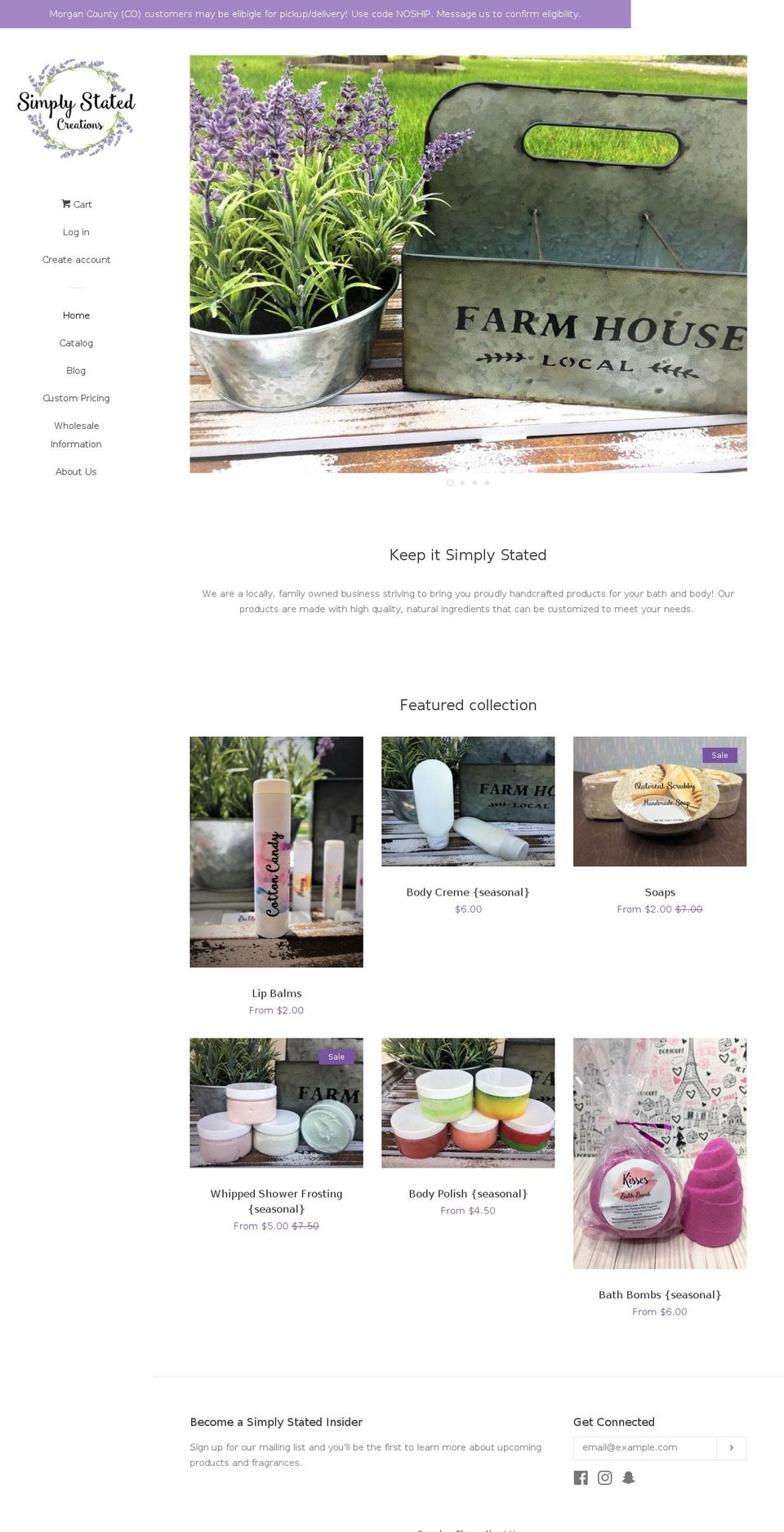 simplystatedcreations.com — Shopify storefront screenshot