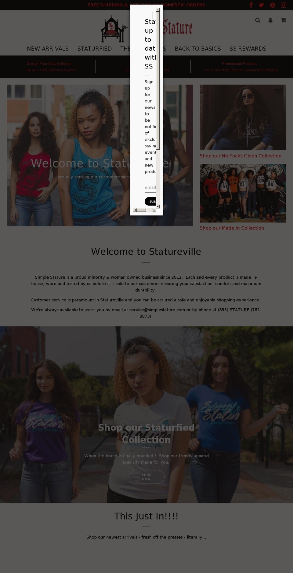 simplystature.com — Shopify storefront screenshot