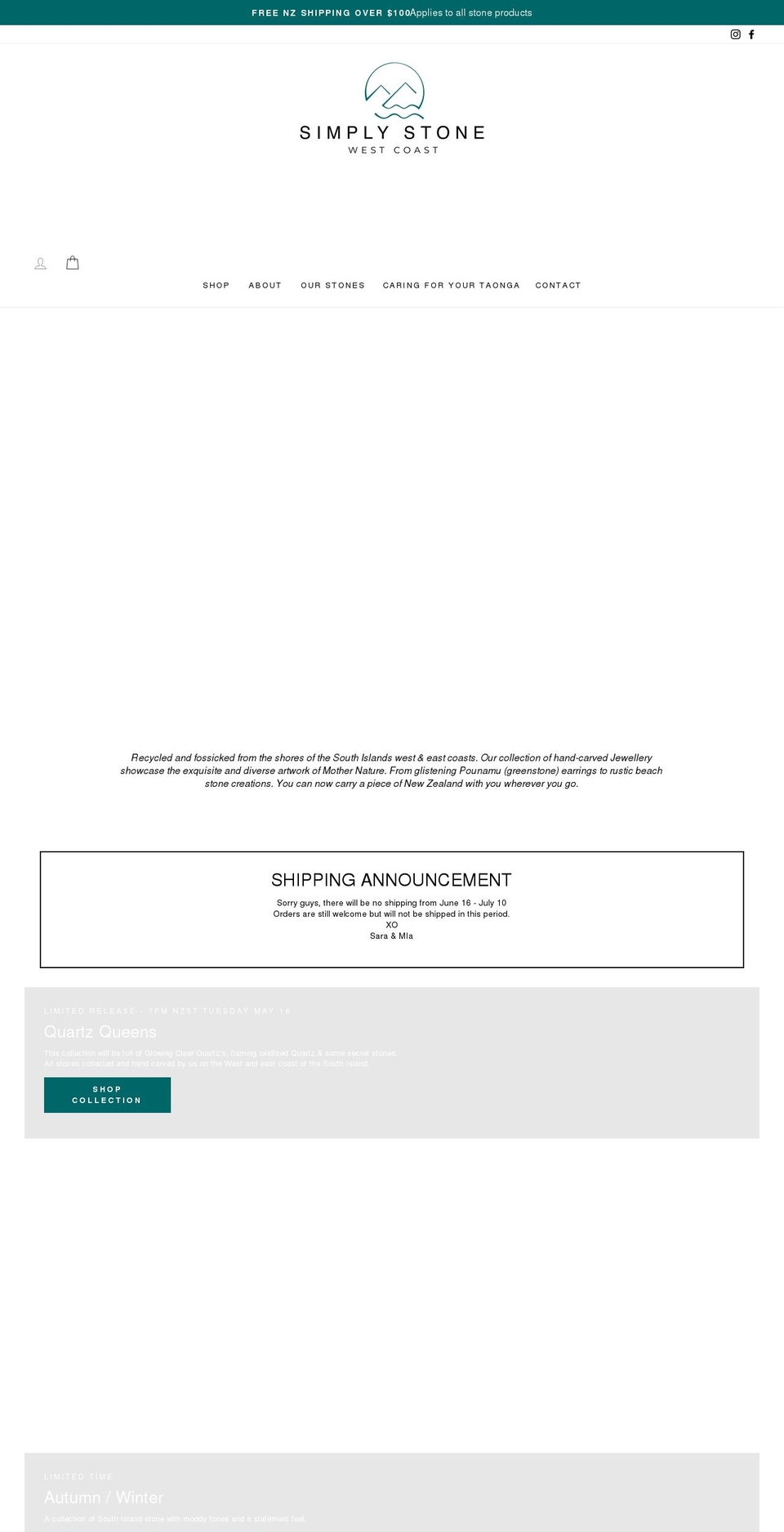 simplystonewestcoast.com shopify website screenshot