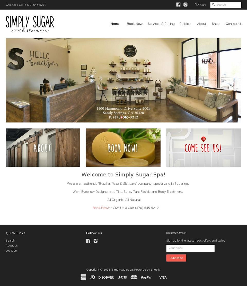 simplysugarspa.com shopify website screenshot