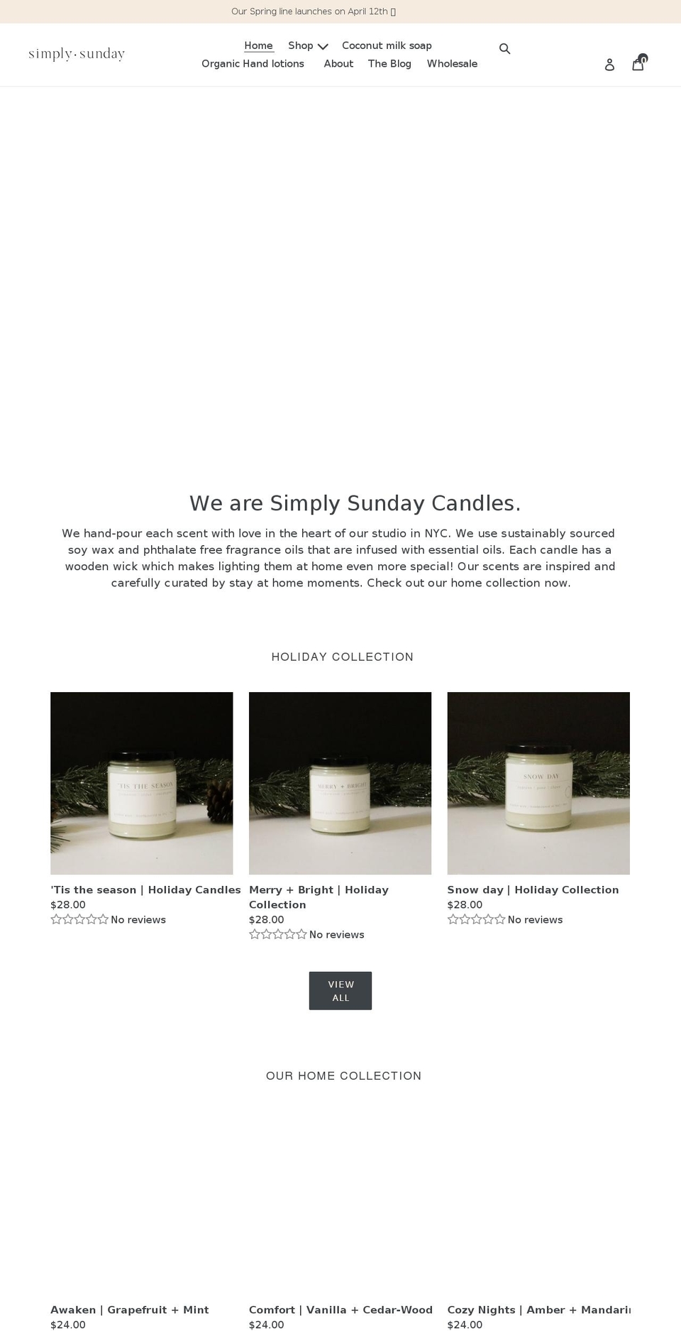 simplysundaycandles.com shopify website screenshot