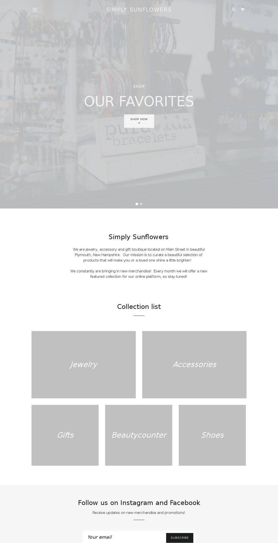 simplysunflowersnh.com shopify website screenshot