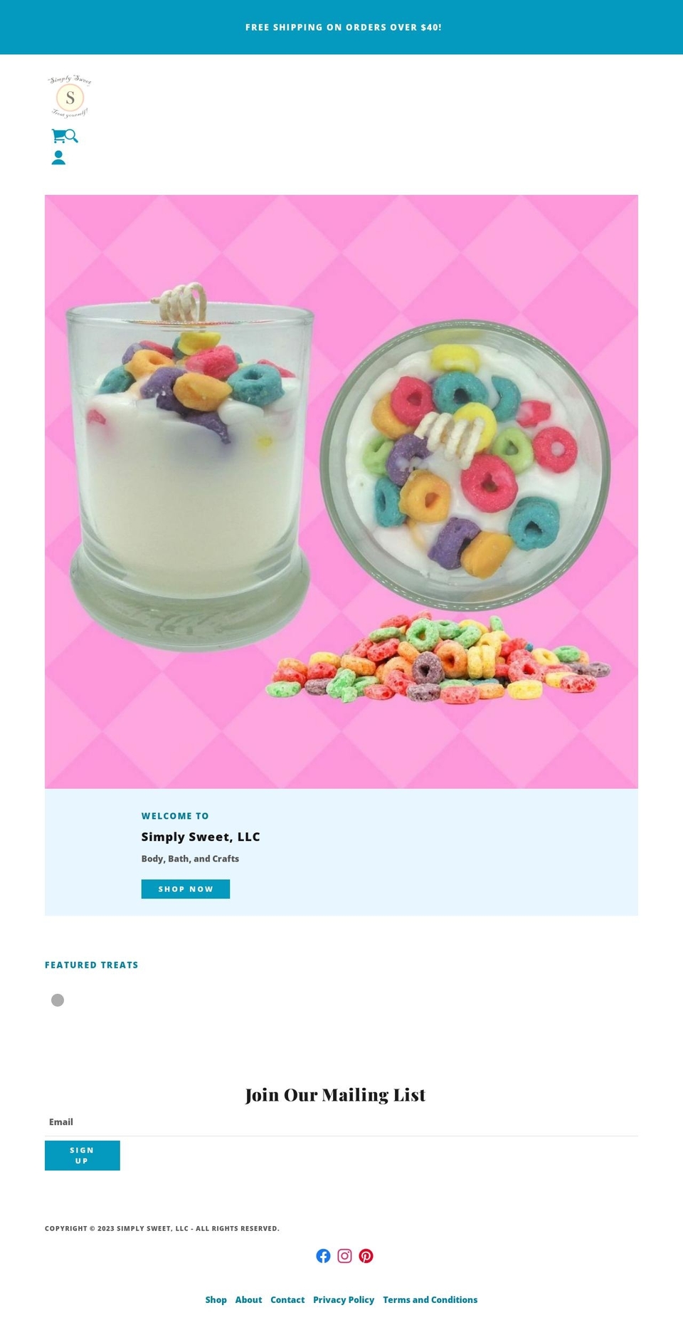simplysweetllc.com — Shopify storefront screenshot