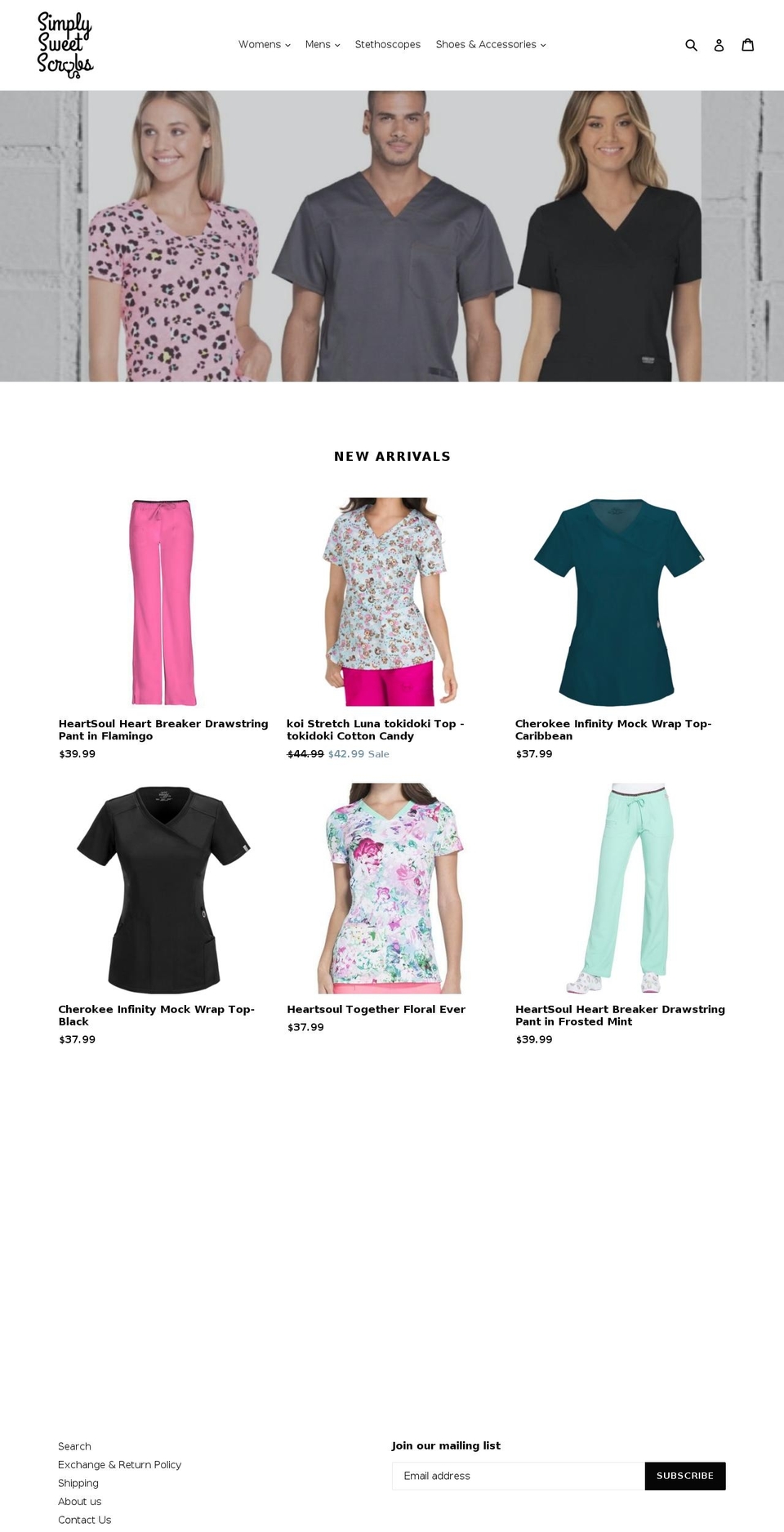 simplysweetscrubs.com — Shopify storefront screenshot