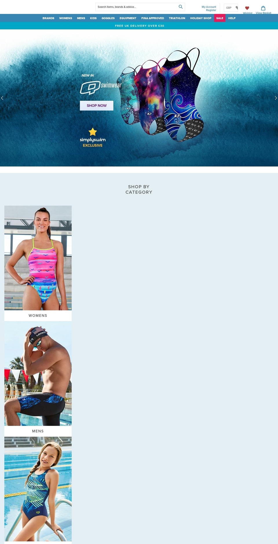 simplyswim.biz shopify website screenshot