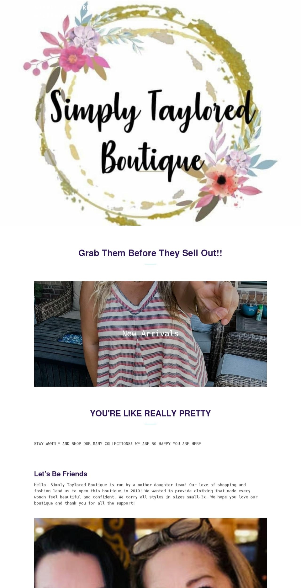 simplytayloredboutique.com shopify website screenshot