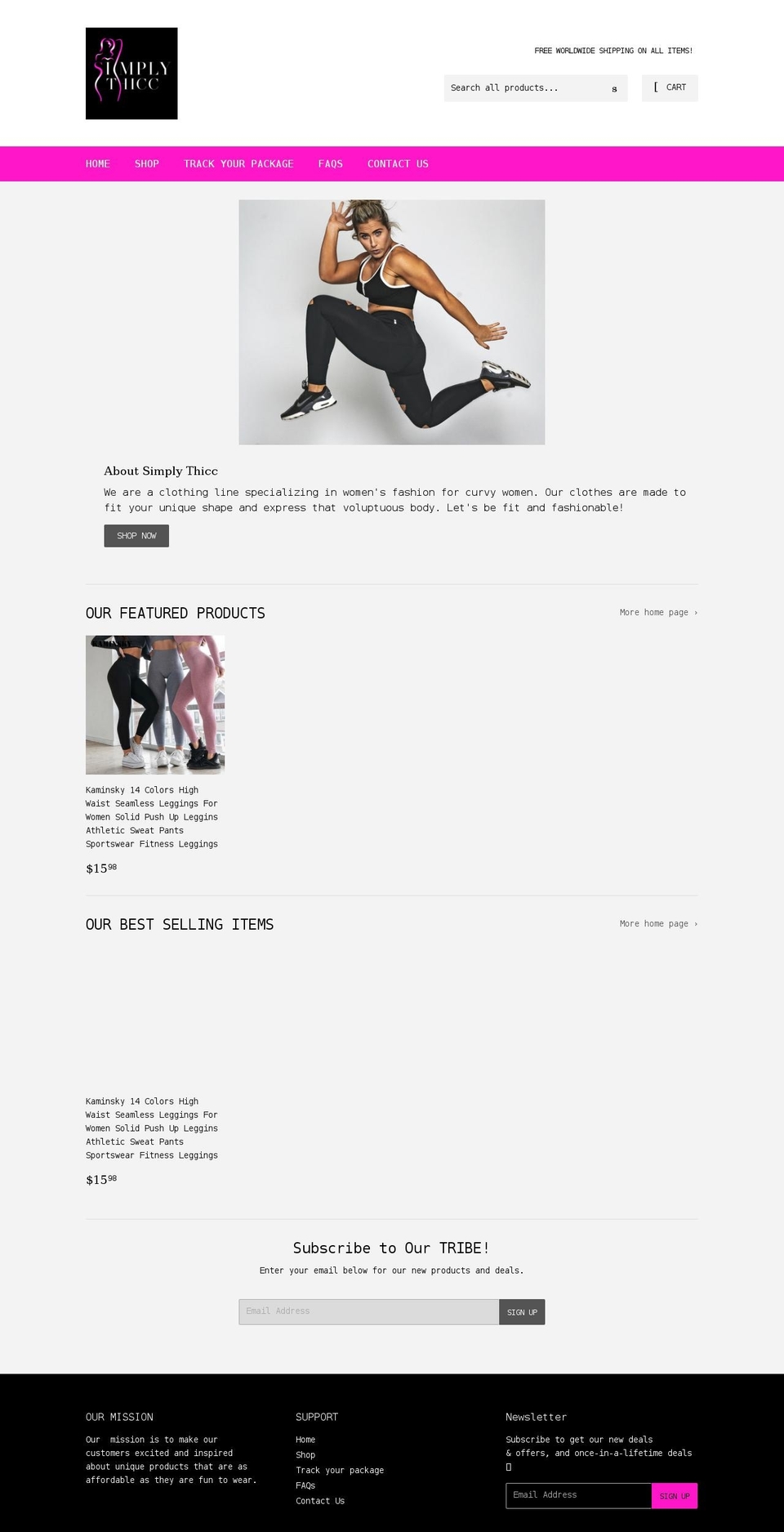 simplythicc.com shopify website screenshot