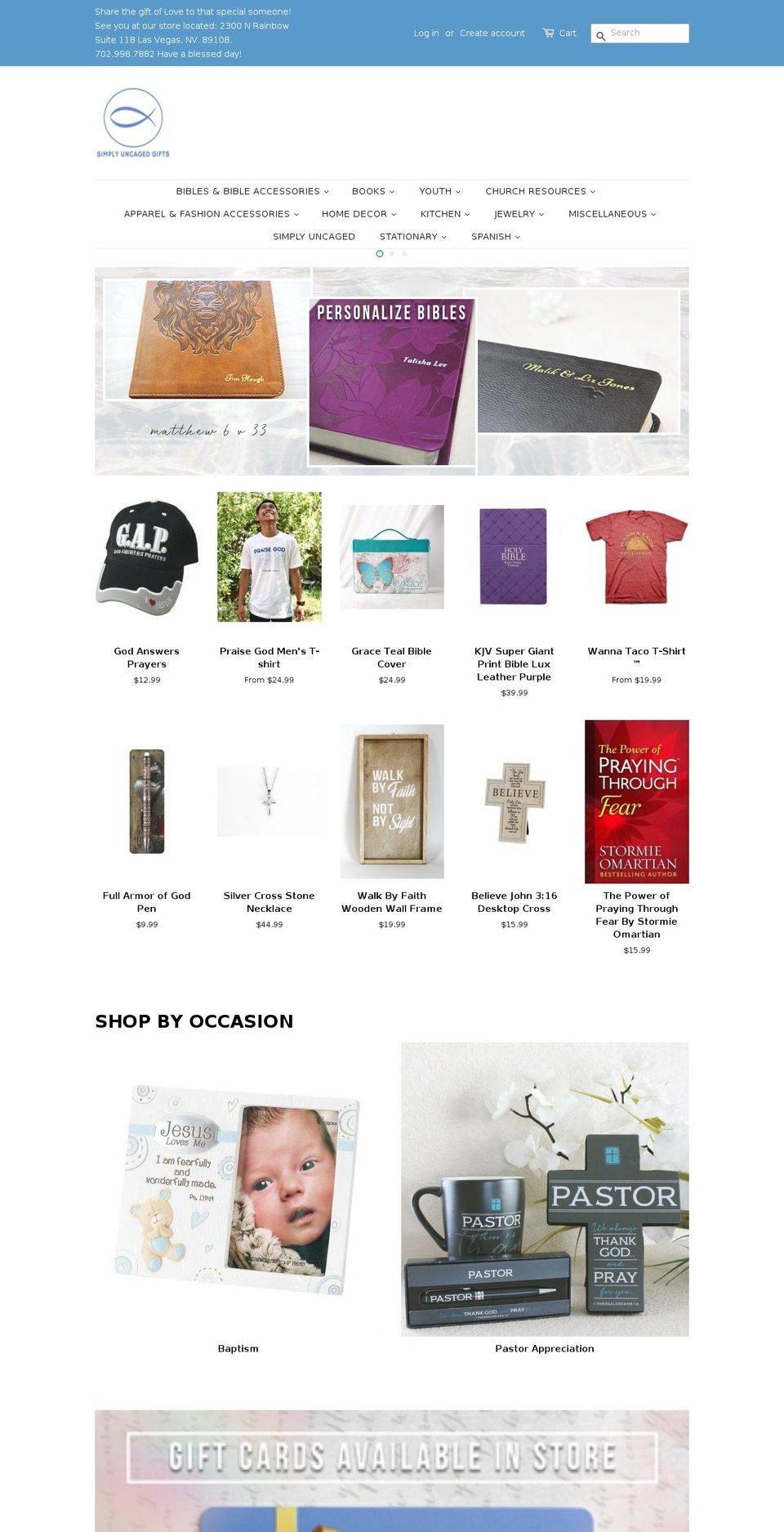 simplyuncagedgifts.com — Shopify storefront screenshot
