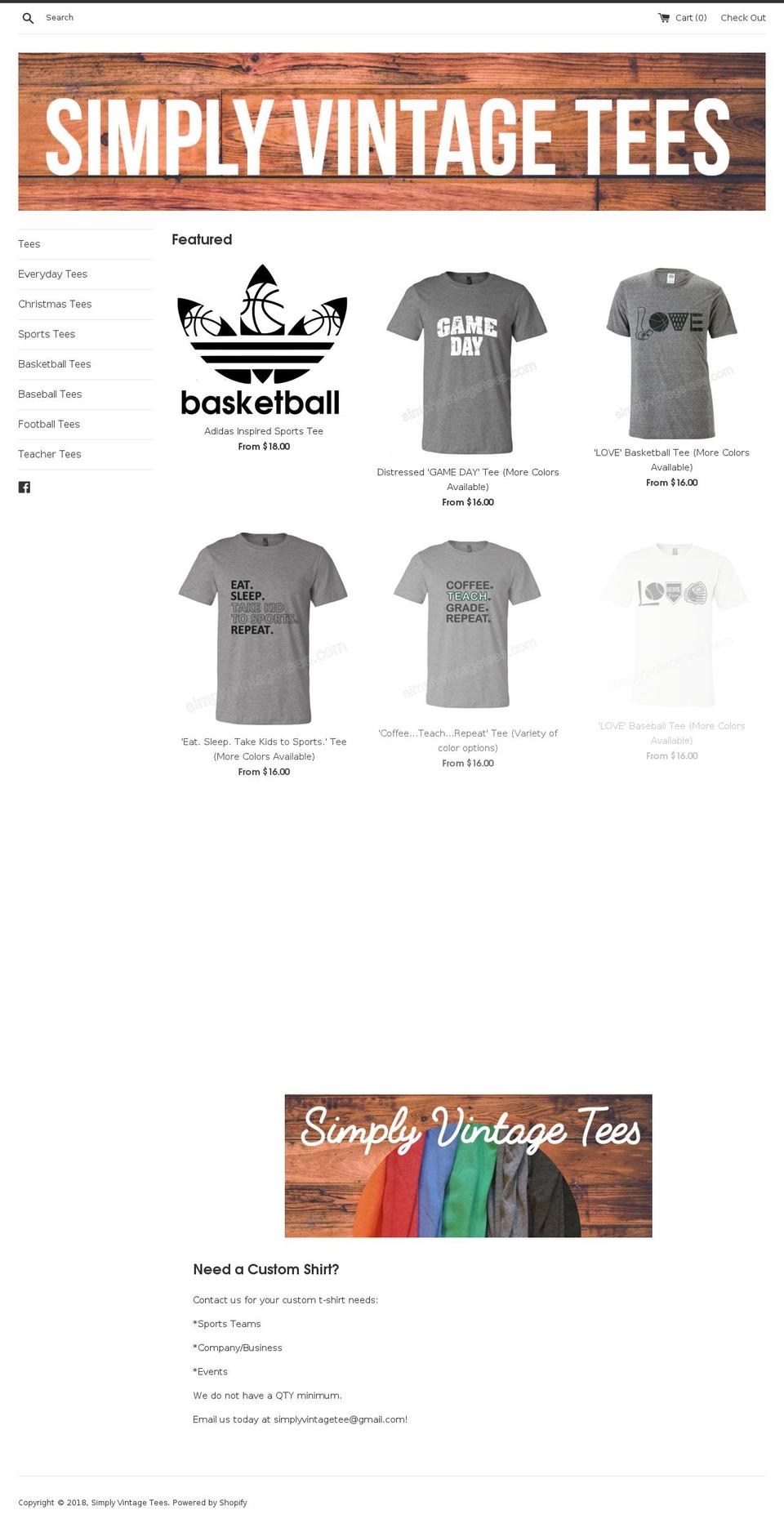 simplyvintagetees.com — Shopify storefront screenshot