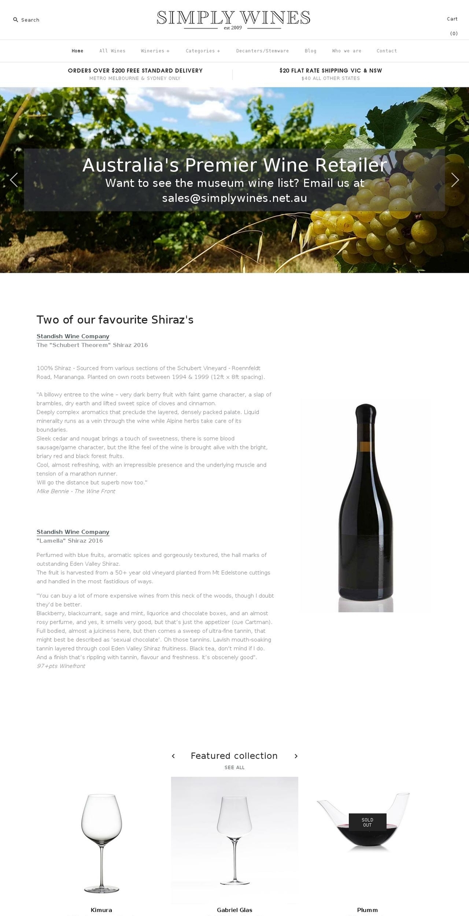 simplywines.net.au shopify website screenshot